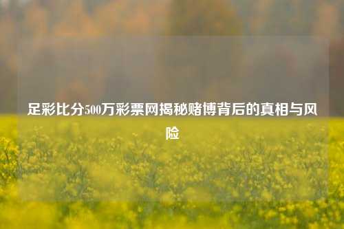 足彩比分500万彩票网揭秘赌博背后的真相与风险