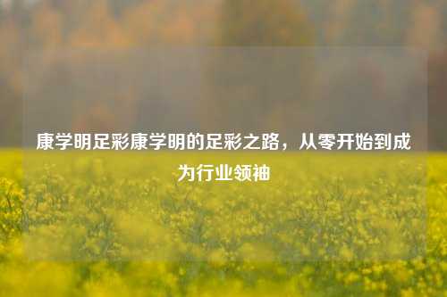 康学明足彩康学明的足彩之路，从零开始到成为行业领袖