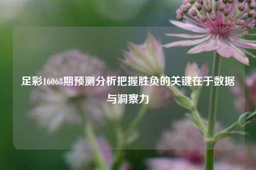 足彩16068期预测分析把握胜负的关键在于数据与洞察力