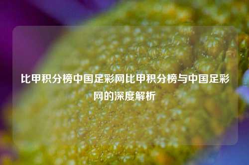 比甲积分榜中国足彩网比甲积分榜与中国足彩网的深度解析