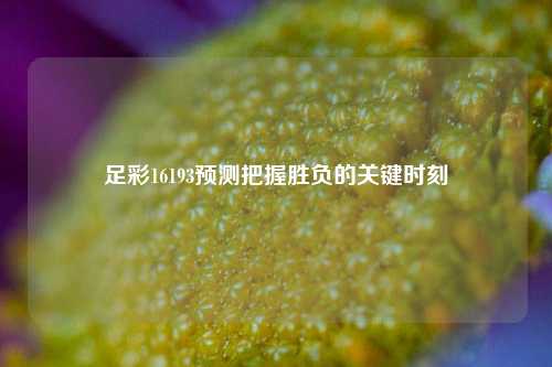 足彩16193预测把握胜负的关键时刻