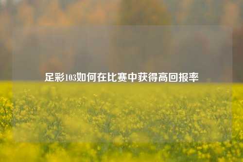 足彩103如何在比赛中获得高回报率