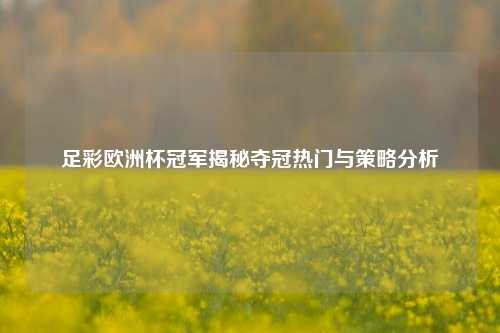 足彩欧洲杯冠军揭秘夺冠热门与策略分析