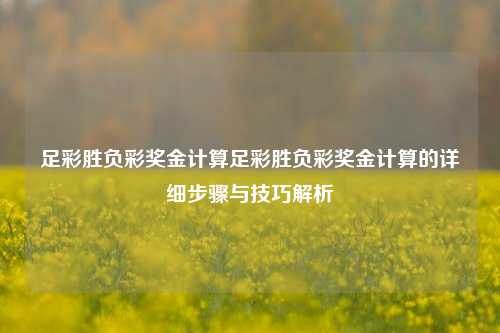 足彩胜负彩奖金计算足彩胜负彩奖金计算的详细步骤与技巧解析