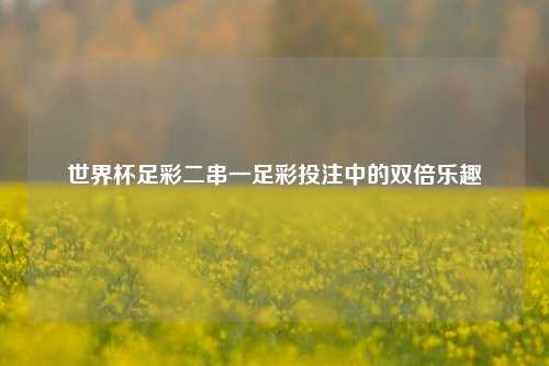 世界杯足彩二串一足彩投注中的双倍乐趣