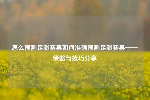 怎么预测足彩赛果如何准确预测足彩赛果——策略与技巧分享