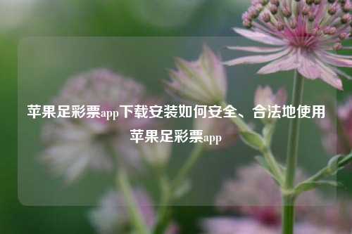 苹果足彩票app下载安装如何安全、合法地使用苹果足彩票app