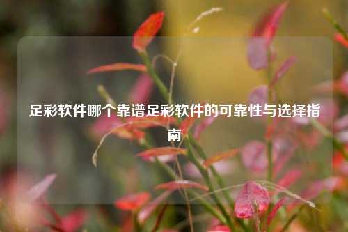 足彩软件哪个靠谱足彩软件的可靠性与选择指南