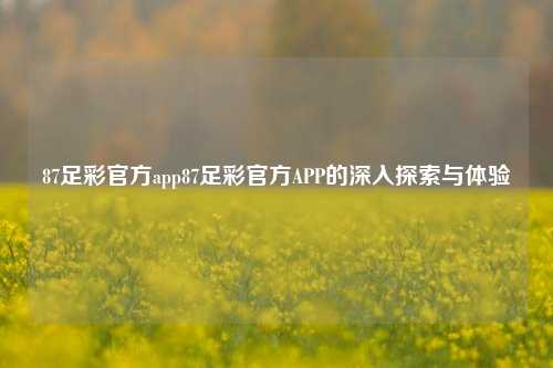 87足彩官方app87足彩官方APP的深入探索与体验