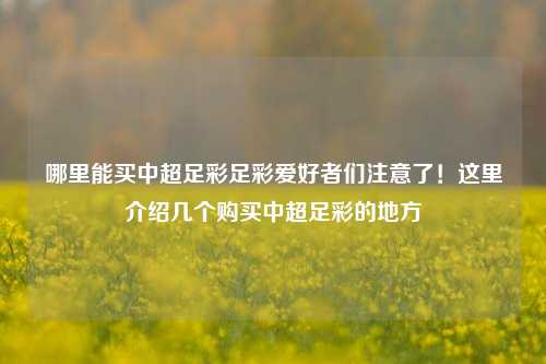 哪里能买中超足彩足彩爱好者们注意了！这里介绍几个购买中超足彩的地方