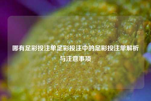 哪有足彩投注单足彩投注中的足彩投注单解析与注意事项